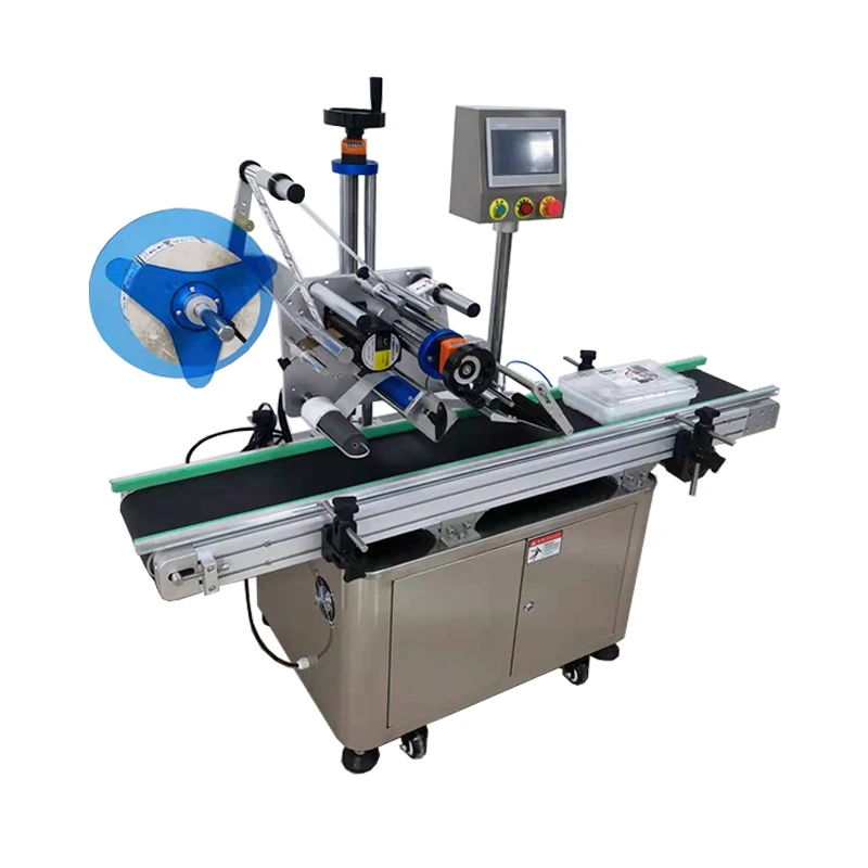 High precision automatic flat labeling machine for flat top side surface label applicator