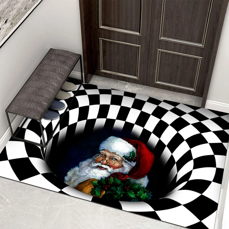 3D Carpet Non-slip Floor Mat Area Rug Optical Home Living Room Bedroom Doormat Print Abstract Geometric Cute Woven Rectangle Yjm