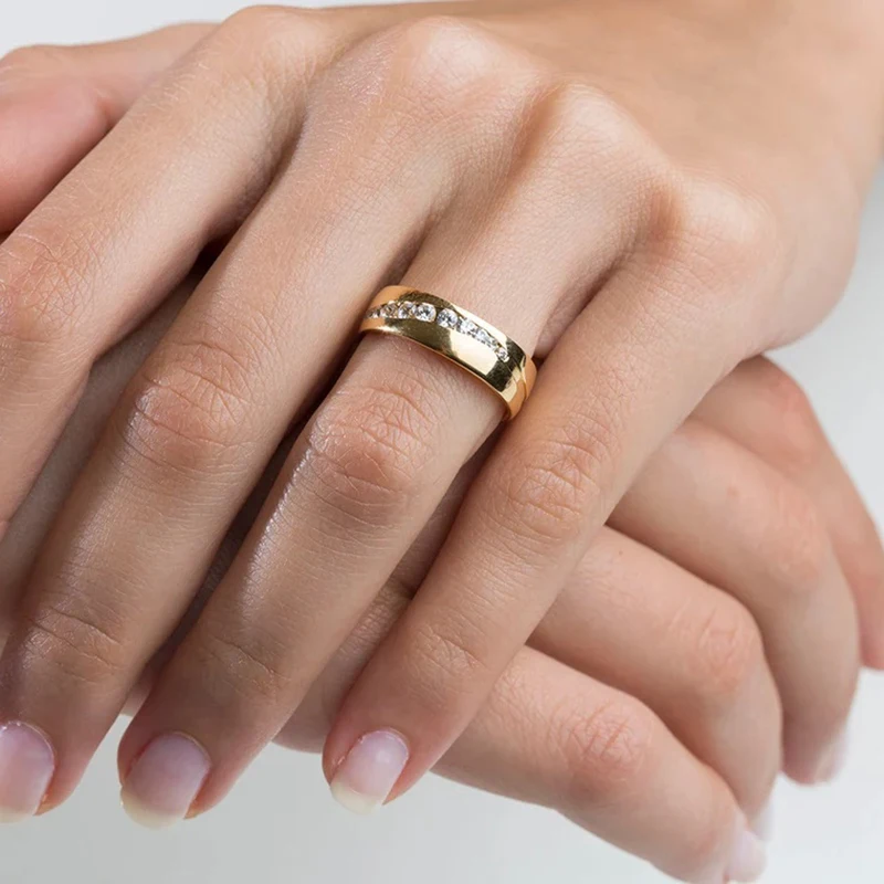 wholesale his and hers pair matching wedding rings gold 14k 18k couple promise anniversary ring stainless steel jewelry