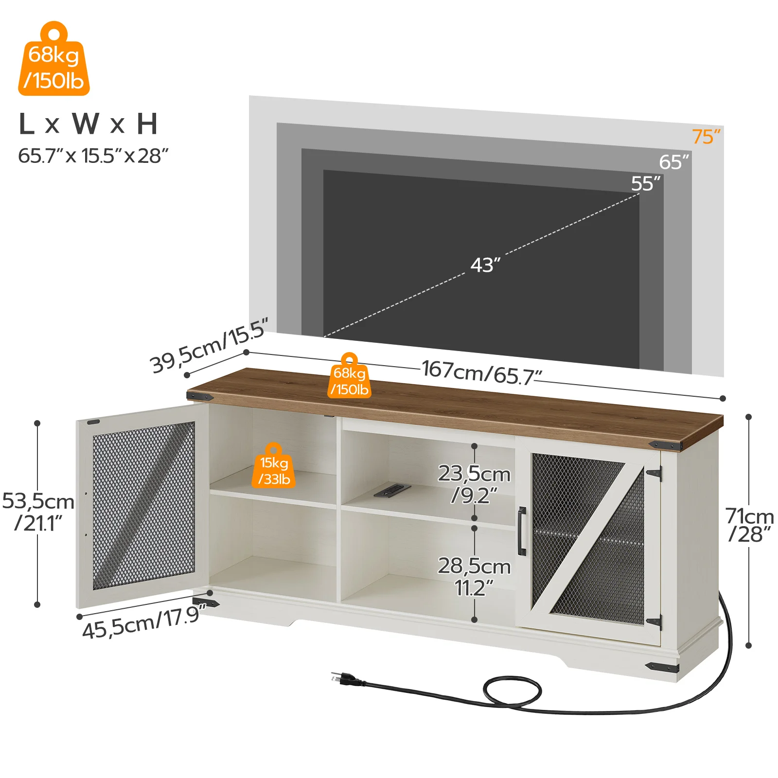 Wholesale TV Console Tables, HOOBRO Brand Media Console Table, Television Unit Media Entertainment Center Console Cabinet