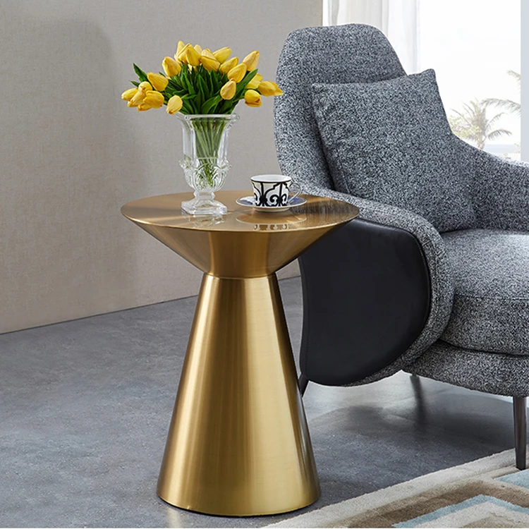 Modern luxury Stainless Steel High Fashion Living Room Round Coffee Table Furniture In Gold or Silver