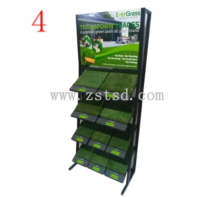 Custom  retail shop metal Turf Grass sample  Display shelf  rack artificial grass display stand