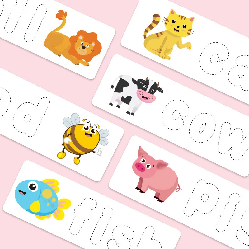 New Design Unisex Wooden Jigsaw Puzzle Preschool Intelligence Matching Word Puzzle for 2 to 4 Years Old Children