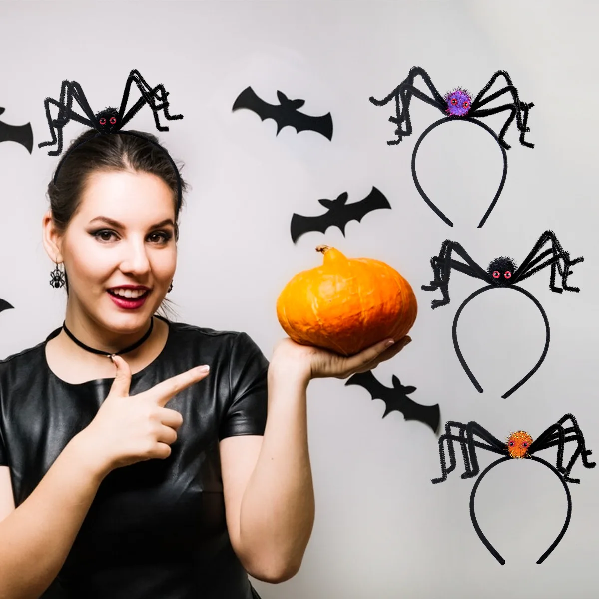 Wholesale Halloween Spider Headband Cosplay Costume Hairband Scare Spider Dress Up Accessory Hair Hoop Festival Headdress