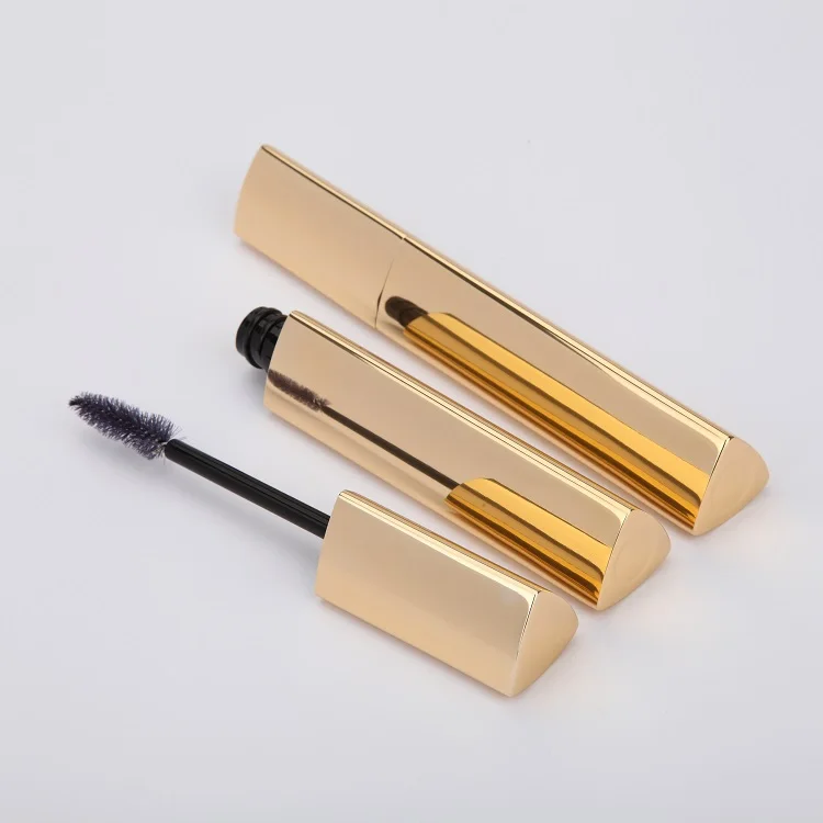 Gold Triangular Shape Aluminum Mascara Wand Tube With Brush Mascara Container