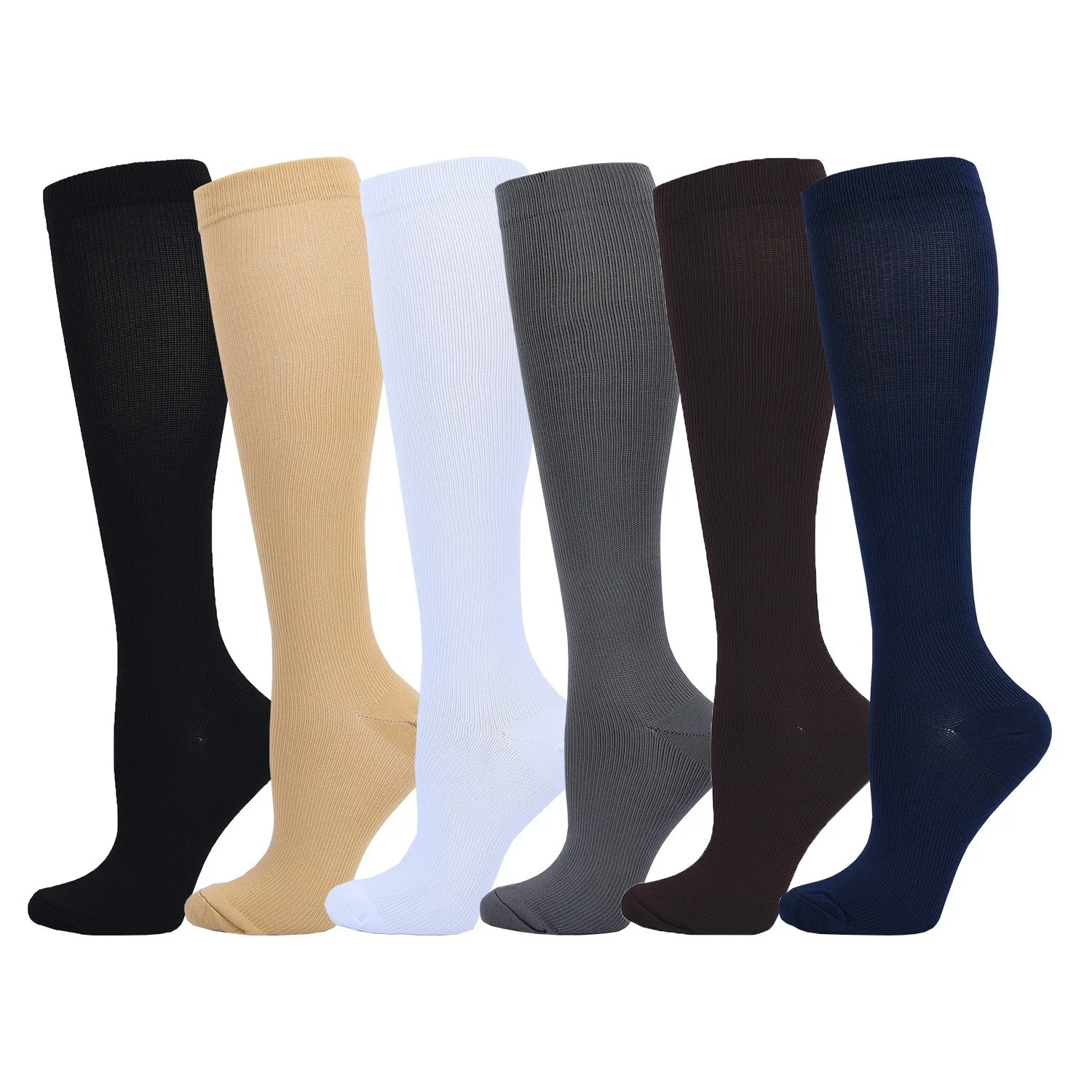 Medical orthopedic 20-30 mmhg knitted knee high nurse compression socks for men women