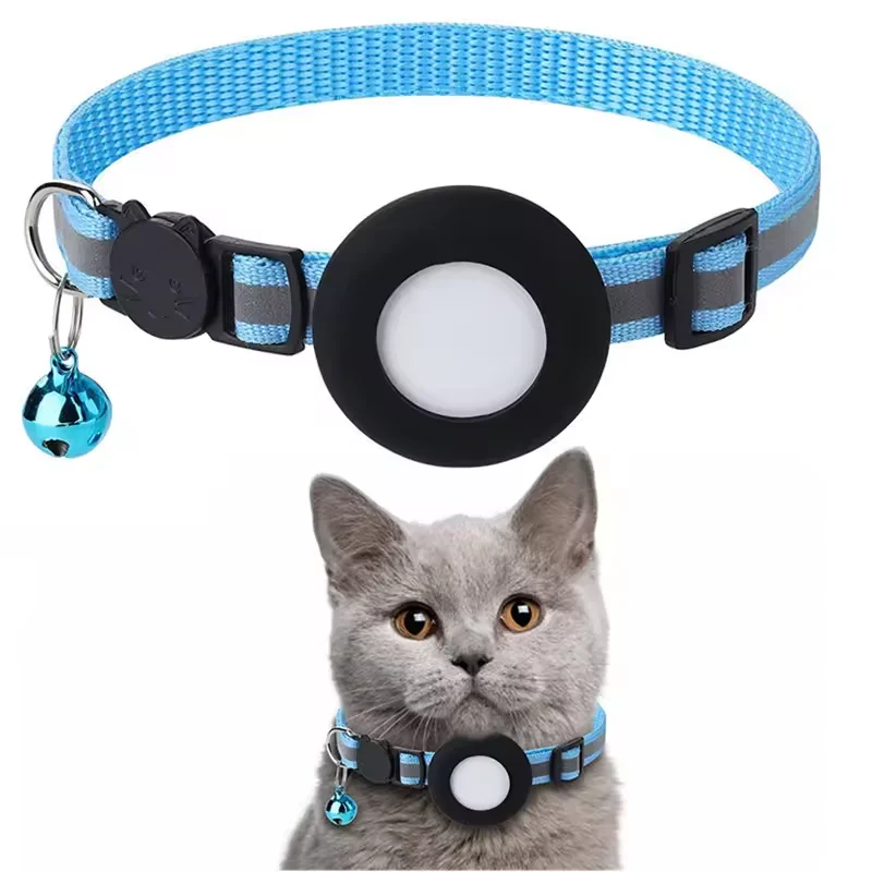 OEM New Popular Adjustable Nylon Reflective Pet GPS Collar Training Tracker Airtag Cat Collar