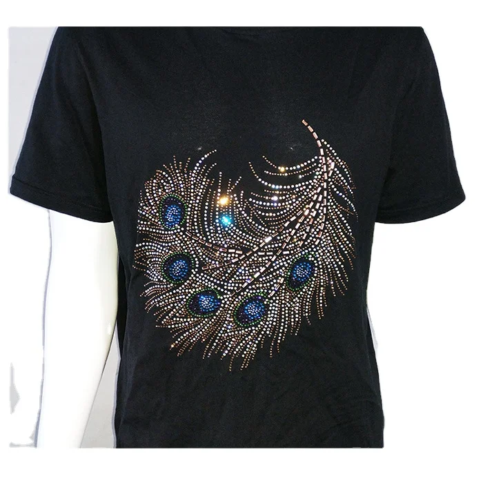Custom wholesale fashion butterfly tiger animal design large iron on rhinestone transfer for t shirts