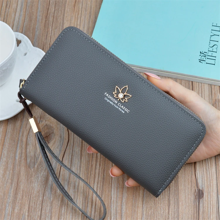 online shopping korean style new leather long flat fancy girl clutch wallet brands