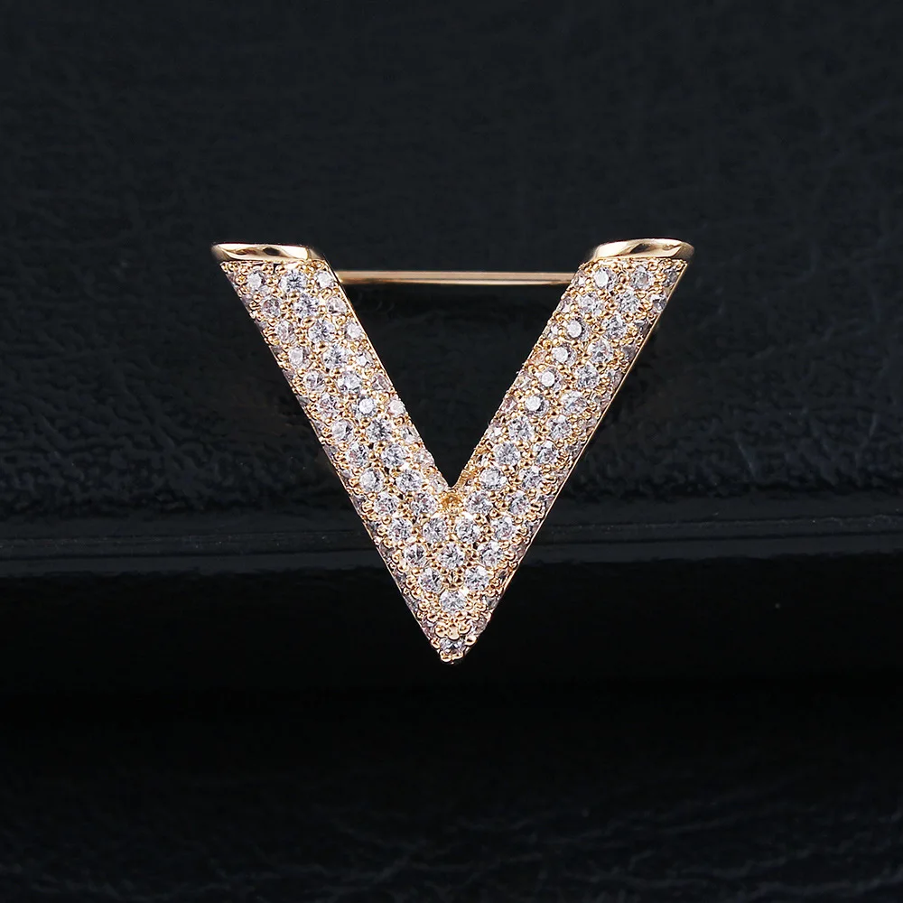 Crystal Pearl Initial Brooch Gold Plated Enamel Colorful Letter Alphabet Breastpin Pin Jewelry for GIFTS