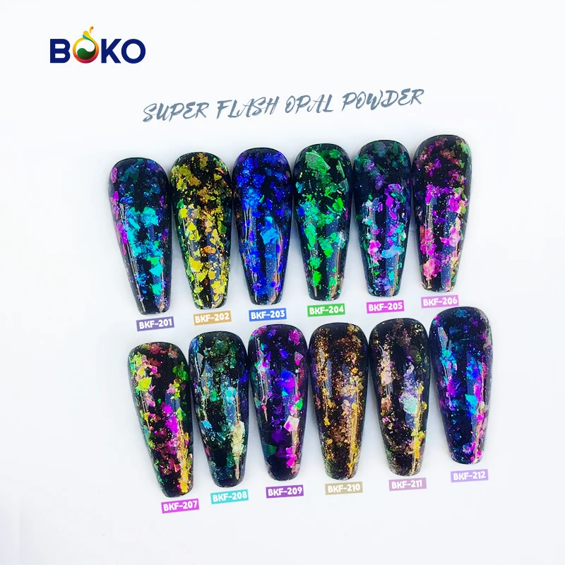 BOKO  Hot Selling Magic Color Shifting Chunky Flakes Nail Art Aurora Chameleon Pigment Flakes