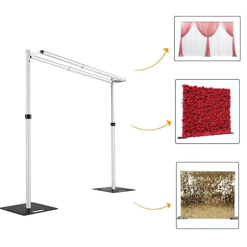 double crossbar adjustable backdrop Portable Pipe and Drape uprights Wedding acrh wedding backdrop stand metal adjustable