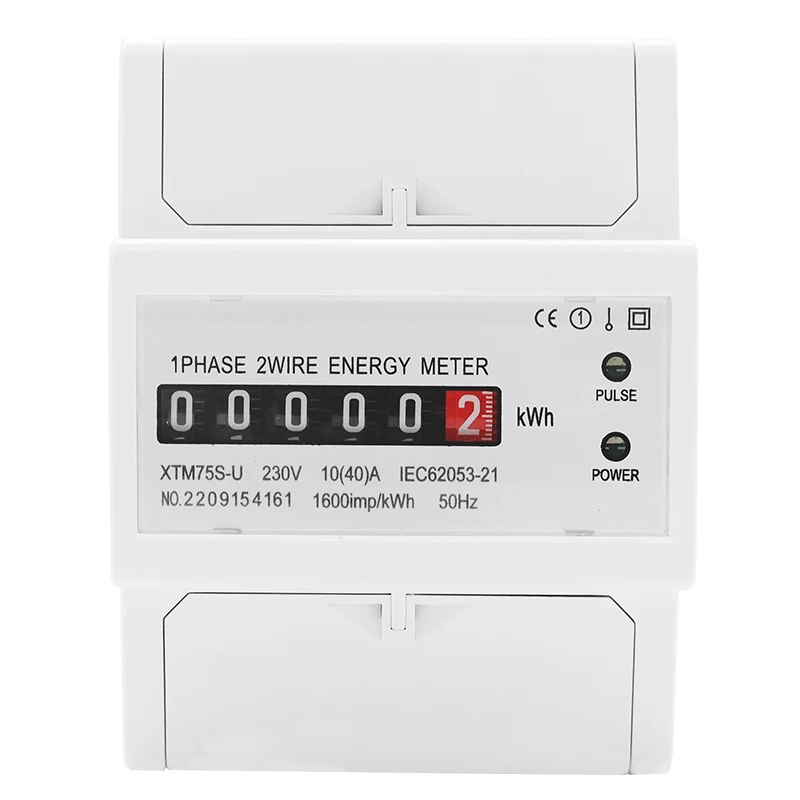 Electric Single Phase Two Wire AC 230V 100A Energy Meter kWh Counter Consumption Analog Electricity Wattmeter Household Din Rail