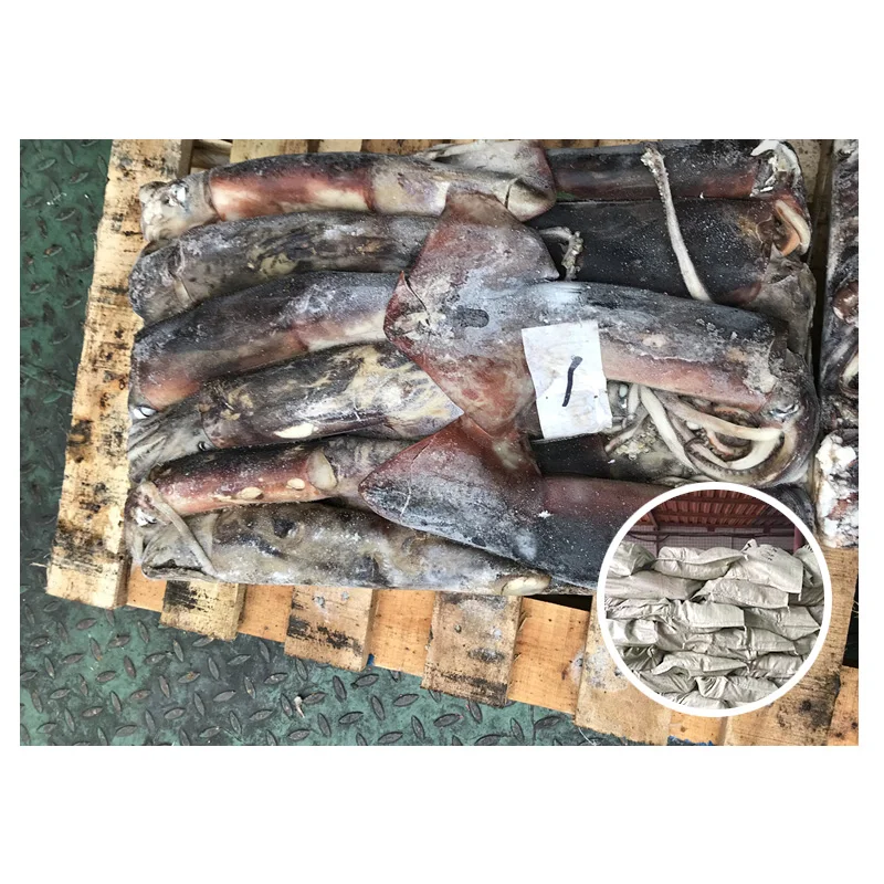 Замороженный кальмар, цельный круглый экваториальный кальмар, 300 - 500 г