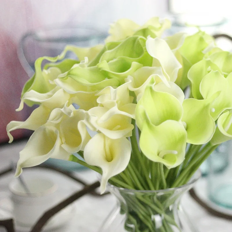 Artificial Flower Decorative Real Touch White Wedding Home Decoration Pu Artificial Flowers Calla Lily