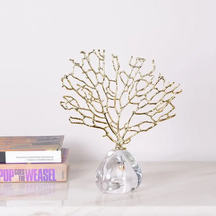 2021 New INTERIOR HOME DECORATIONS ITEMS TABLE OBJECTS HOME ACCENTS HANDCRAFT METAL CORAL SCULPTURE  OTHER HOME DECOR