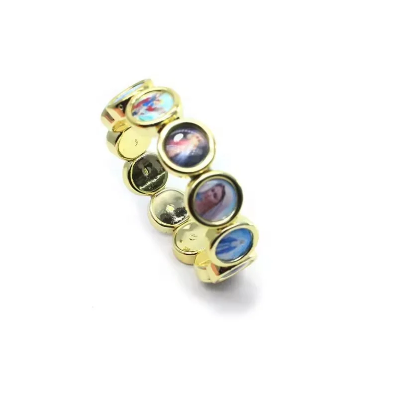 Round Catholic Saint Christian Icon Image Adjustable Size Elastic String Bracelet For Wholesale