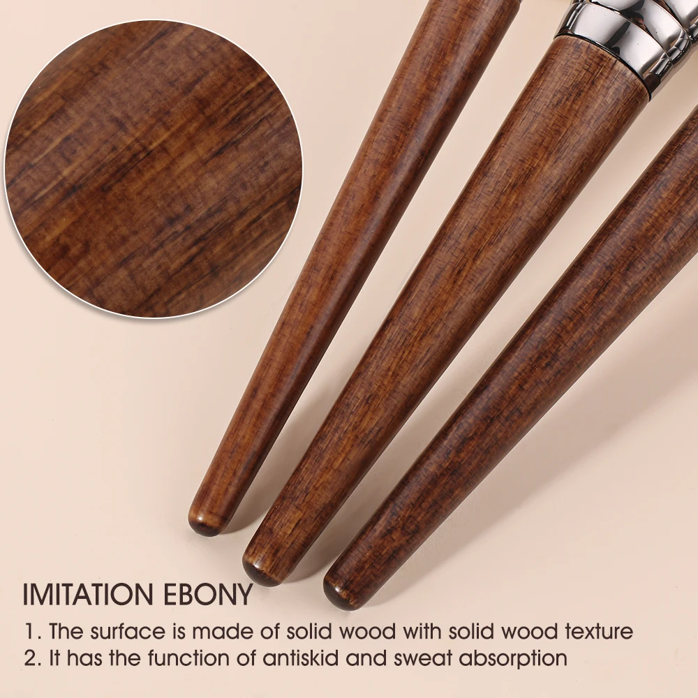 BEILI high quality makeup brush set 14pc Natural wood handle Goat Pony Synthetic hair eye shadow