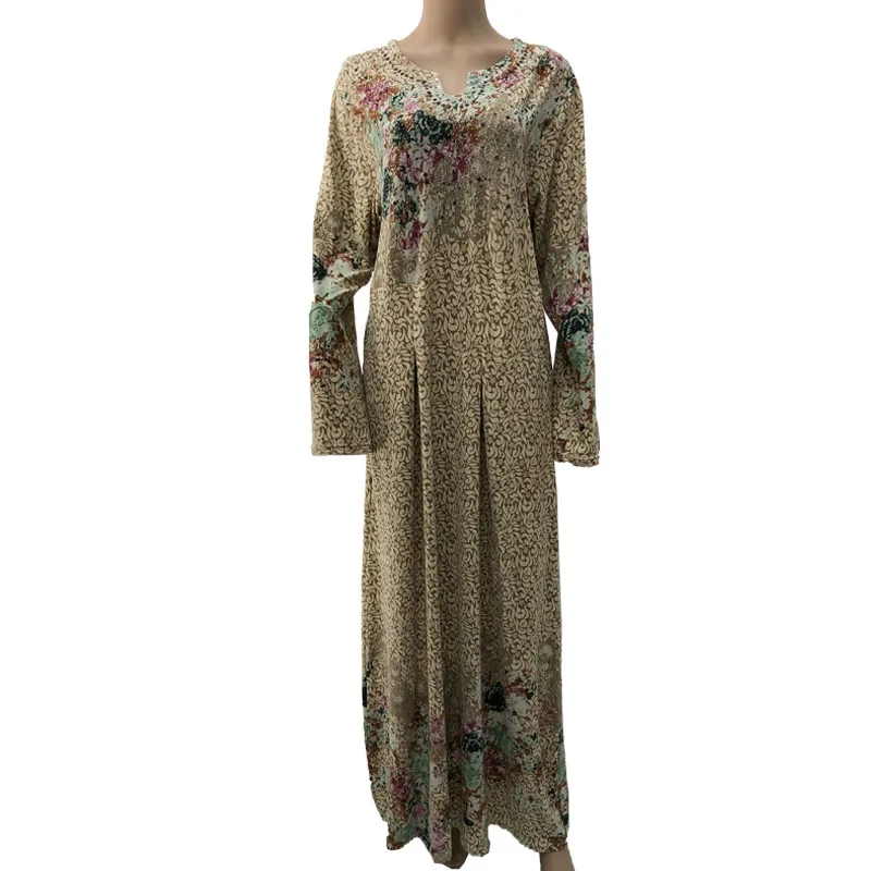 Оптовая продажа, мусульманская одежда, Средний Восток, Женское зимнее платье со стразами из молочного волокна, мусульманское платье