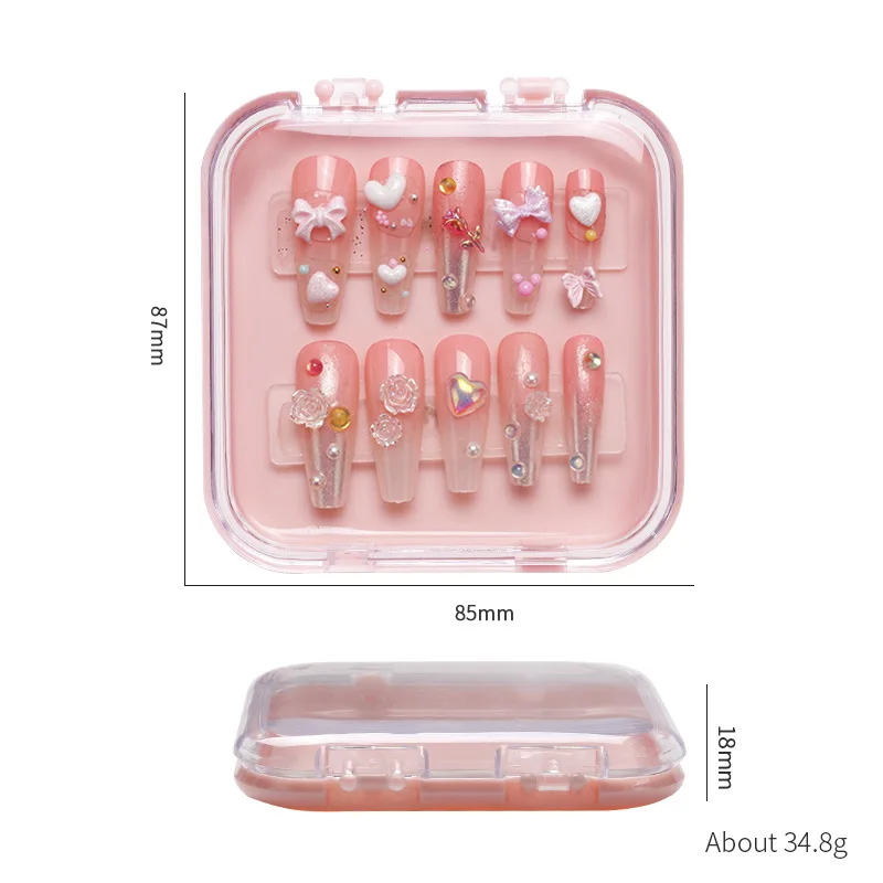 Wholesale 2 Sizes Thicken Texture Finished Fake Nails Display Stand Good Sealing Nail Art Storage Box Gift Jewelry Packaging