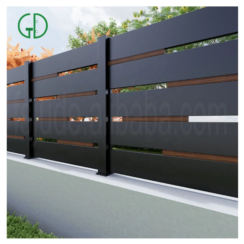 GD cerca de aluminio diy garden pool black ornamental modern horizontal 4ft aluminum fence panels 6ft 6x8 profile manufacture