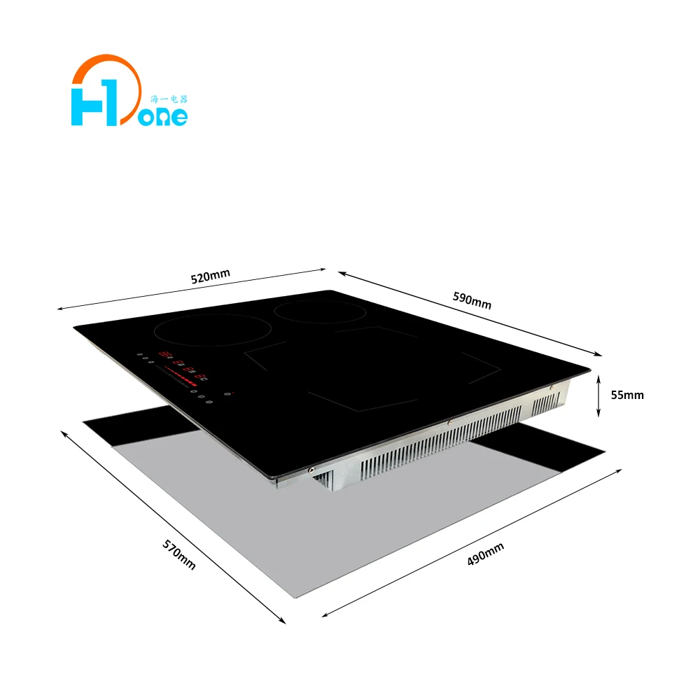 60 cm Electric Three Burner Induction Cooker 3 Round Burners Built in Installation with Digital Display