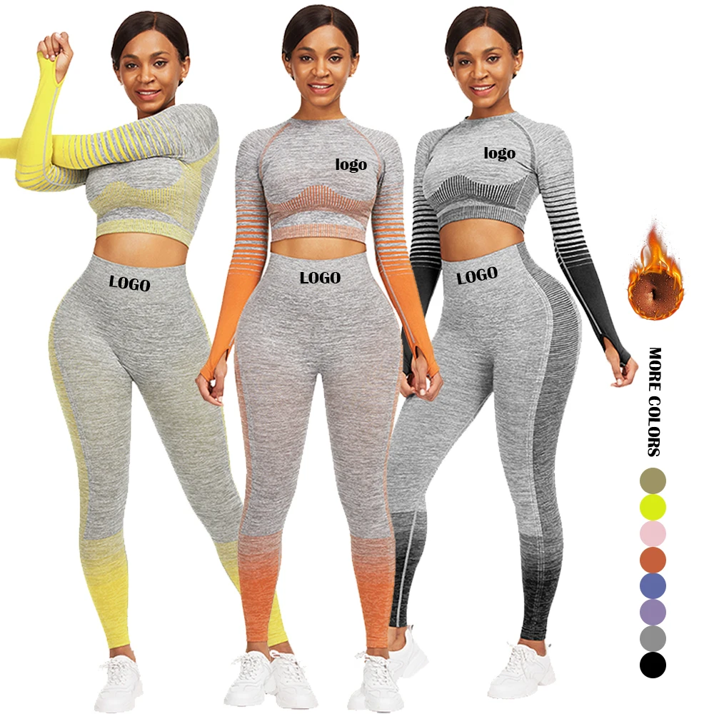  2021 New Fashion Yoga Suit Two Piece Set Fitness Women Sets Seamless