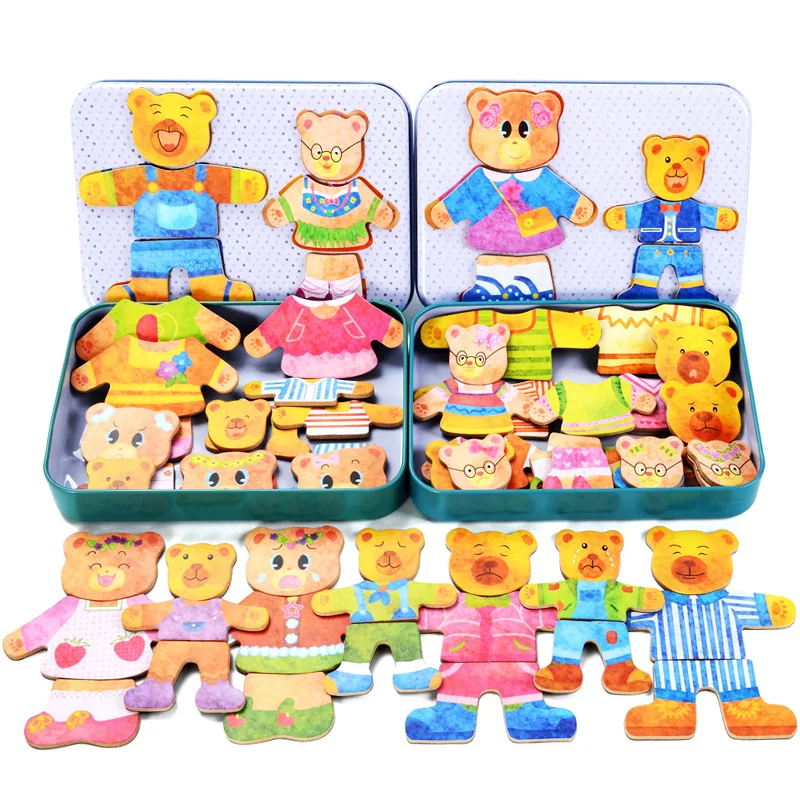 Wholesale Bear Family Dress Up Change Match Clothes Iron Box Educational Toys for Kids