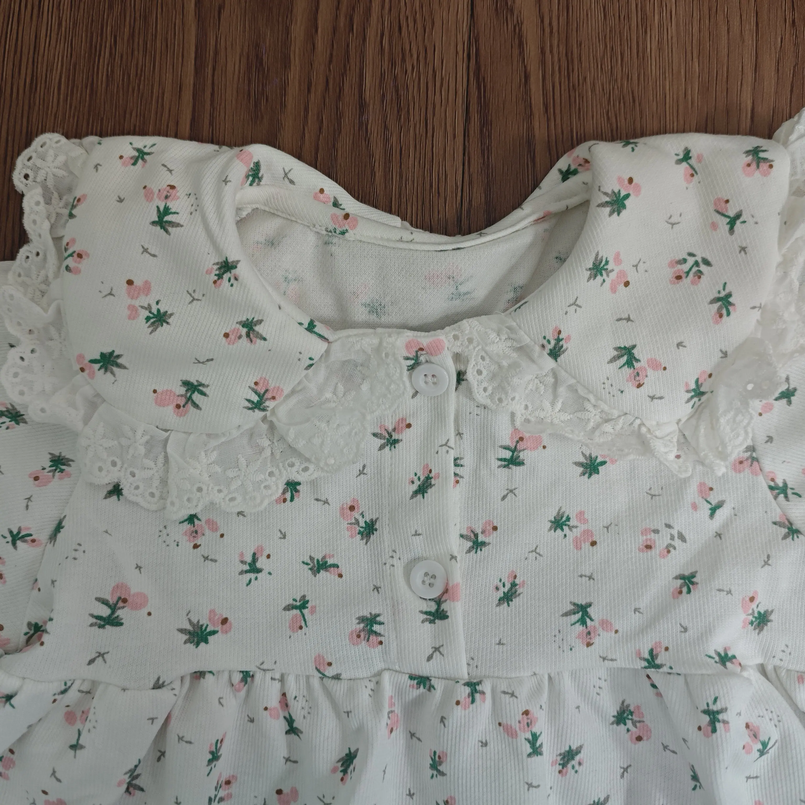 RTS  Baby Girl Floral Printed Dress Long Sleeve with Ruffle Lace for Kids Casual Dress Sweet Style Children Dress