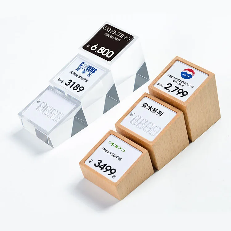 Clear acrylic mini slanted display stands small picture frames mini price tag holder