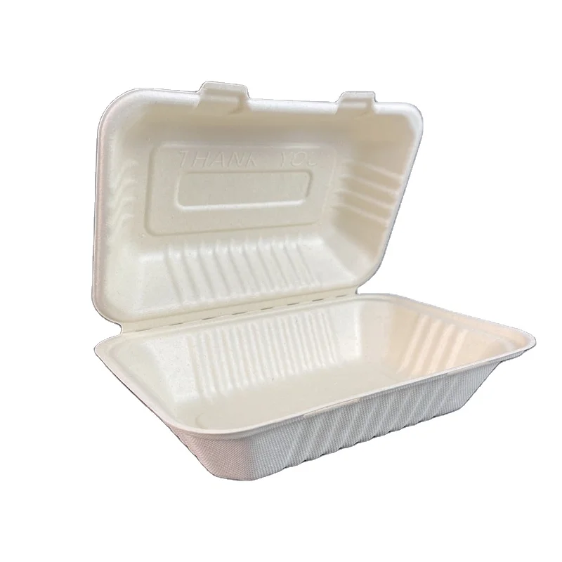 
Eco-friendly 9*6 compostable Clamshell box sugarcane food container 