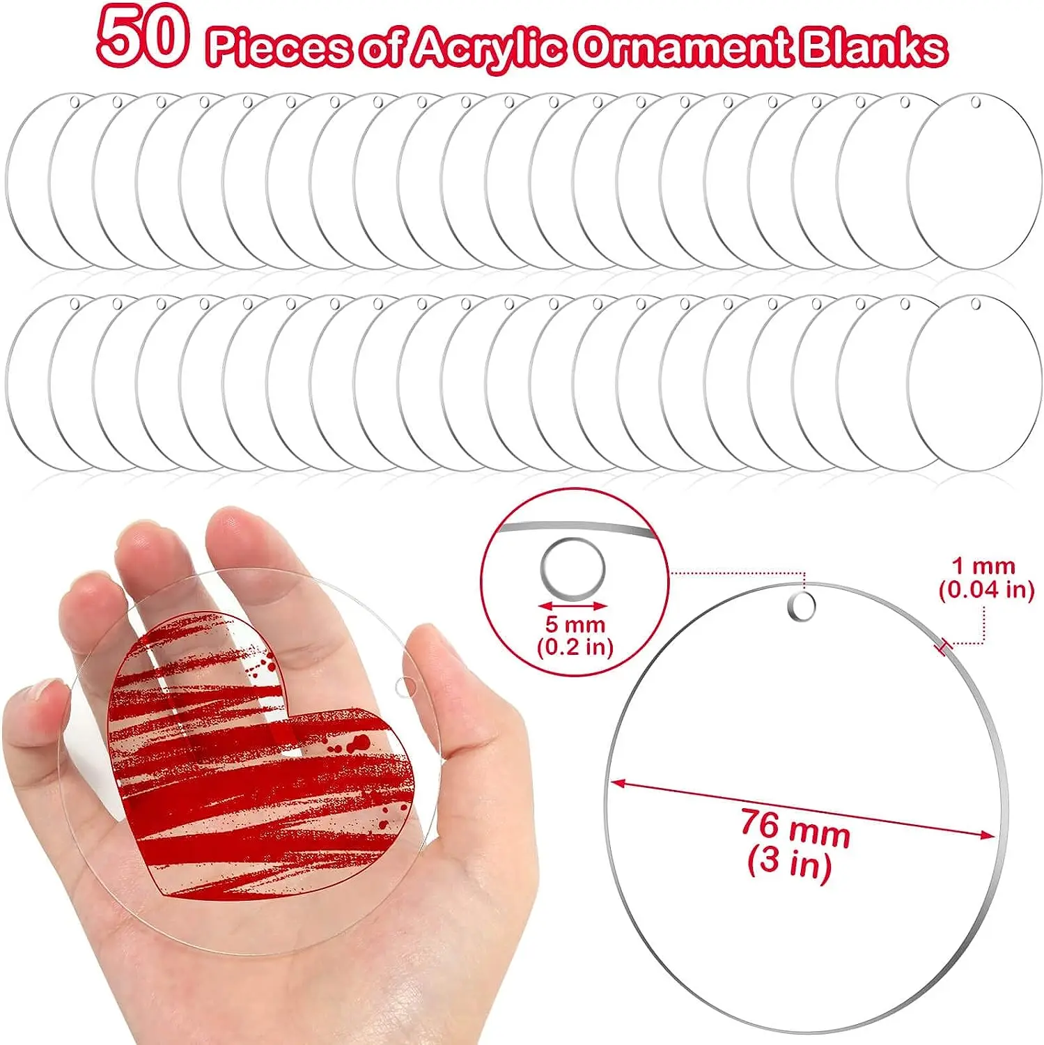 Wholesale Blank Christmas Gift Display White Christmas Acrylic Round Ornaments