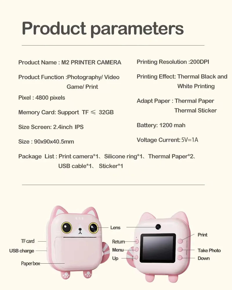 2023 New Top Seller Mini Printer Portable Digital Photo Thermal Label Printer for Children Gifts Pocket Thermal Printer