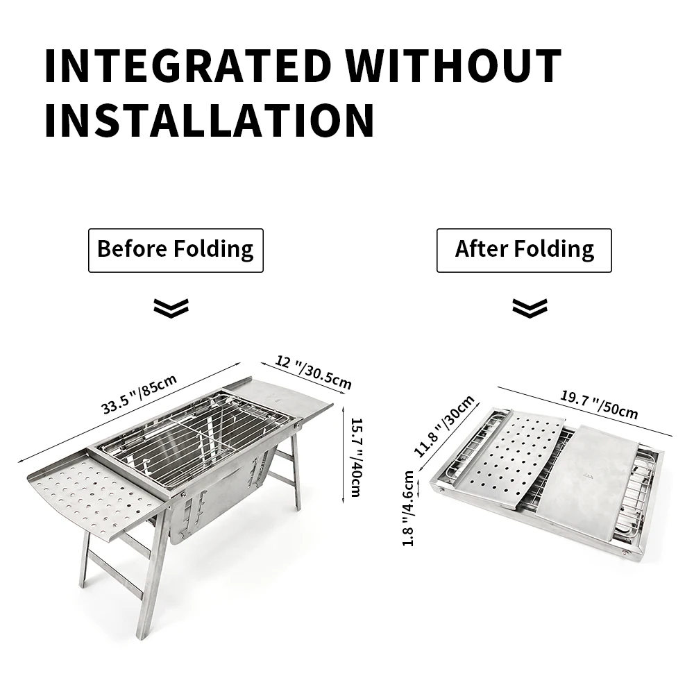 Wholesale Manufacturers Custom Outdoor Camping Portable Folding Stainless Steel Barbecue Grill Garden Balcony Charcoal BBQ Grill