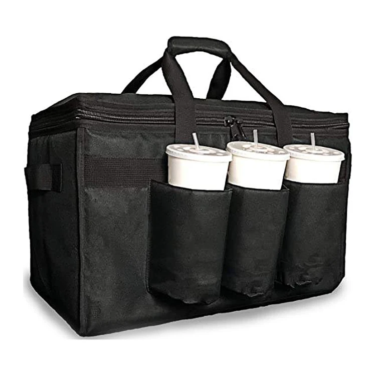 Custom Portable Food Delivery Insulated Tote Bag Pizza Delivery Bag Motorcycle With Cup Holders