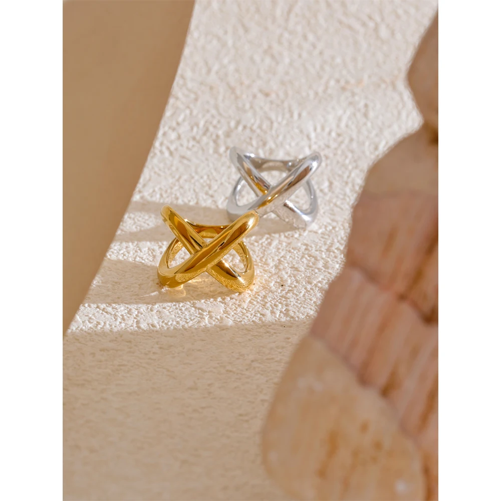 JINYOU 4634 New Arrival 316L Stainless Steel Ring Unusual PVD 18K Gold Plated Rust Proof Ring for Women Jewelry Gift