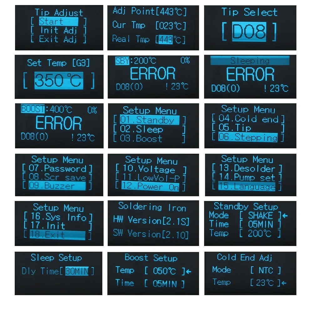 
STM32-OLED T12-945 1.3inch digital display Soldering Station V2.1S controller with 5pin 907 Soldering Iron Tips without power 