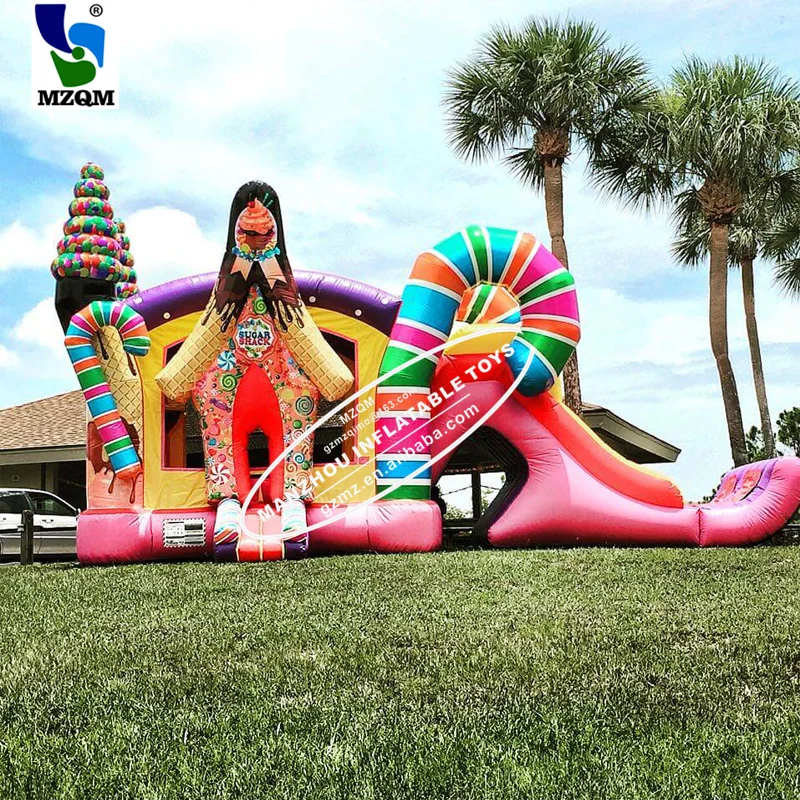 Sugar Shack Colorful candy land bounce house inflatable bouncer with water slide