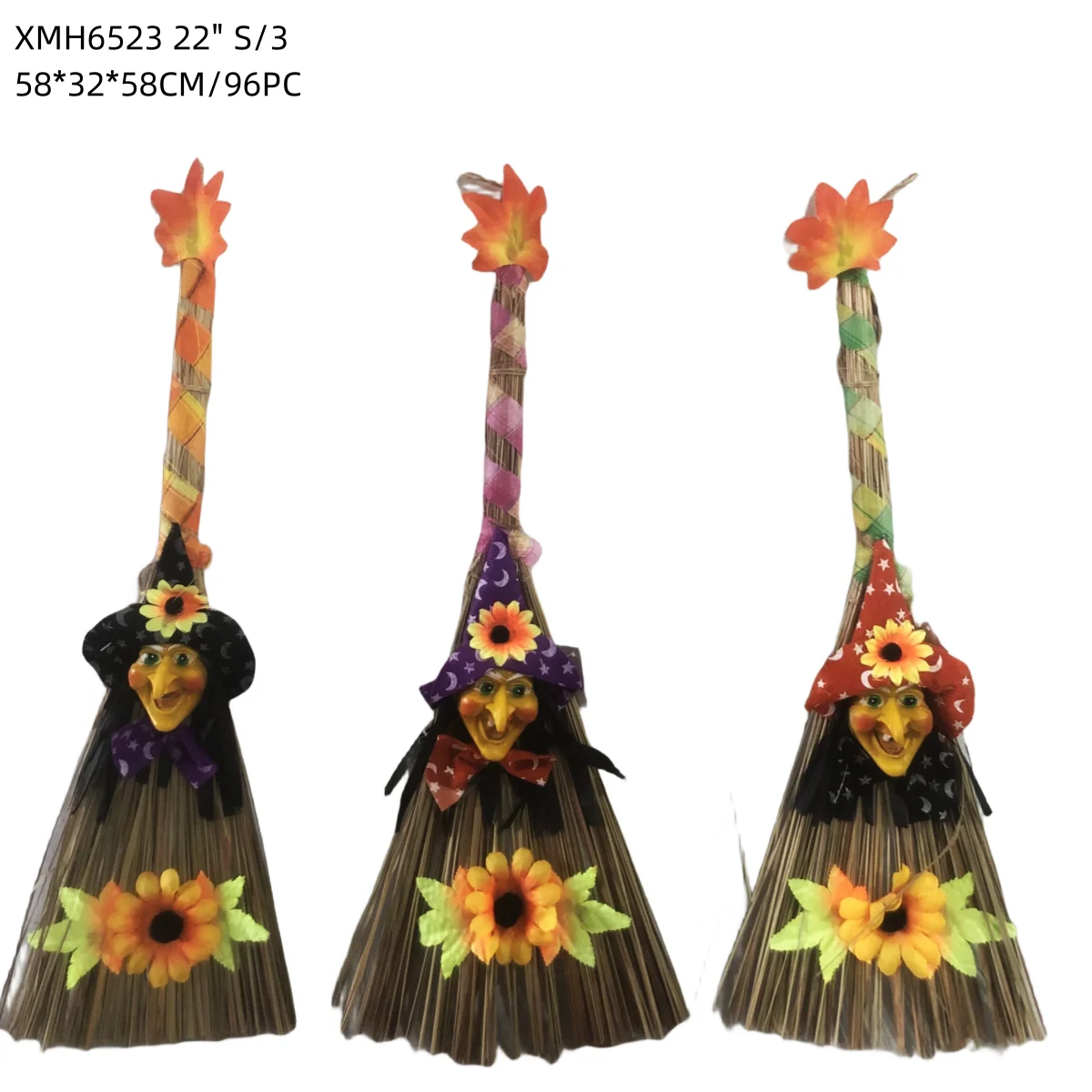 Halloween Costume Witch Broom Scarecrow Sorceress Broomstick Wizard Decor for Demon Masquerade Party or Christmas Celebration