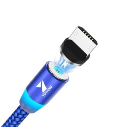 2022 new 3 in 1 rotating Multi magnetic Nylon Braid charging cables mobile phone type c micro usb 3in1 magnet fast charger cable