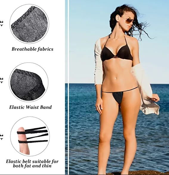 Breathable and comfortable Wholesale disposable underwear thong for spa salon swimming use, each individually packaged