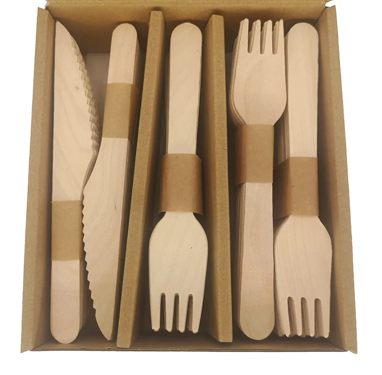 
Biodegradable 100 Pcs Compostable Disposable Wooden Cutlery 
