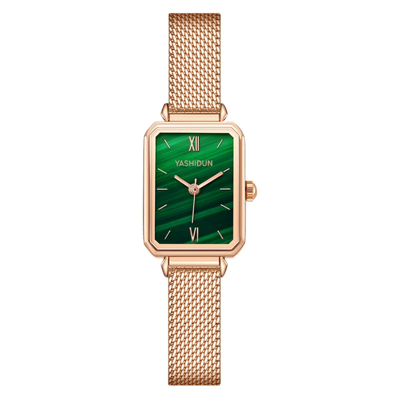 HOT Little Green Table square Plate Ladies Watch Waterproof Quartz Restoring Ancient Ways with Malachite Female Skin