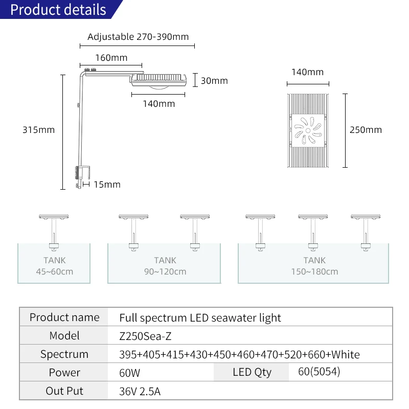 full spectrum rgb coral reef fish tank lighting salt water planted bracket stand holder controller led lights led aquarium light