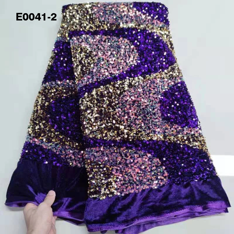5 Yards One Piece Nigerian Women African French Sequins Lace Fabric For Dress Pink Embroidery Net Lace Fabrics
