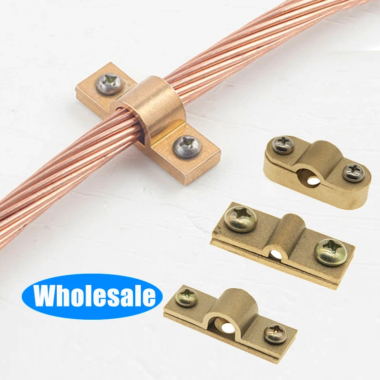 China Factory Wholesale Low Price Earth Brass Connector Clip Electric Grounding Earth Conductor Copper Saddle Clamps