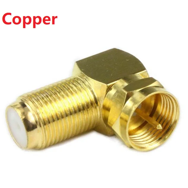 Gold Plating Right Angle F Male to F Female Adapter With Brass Shell