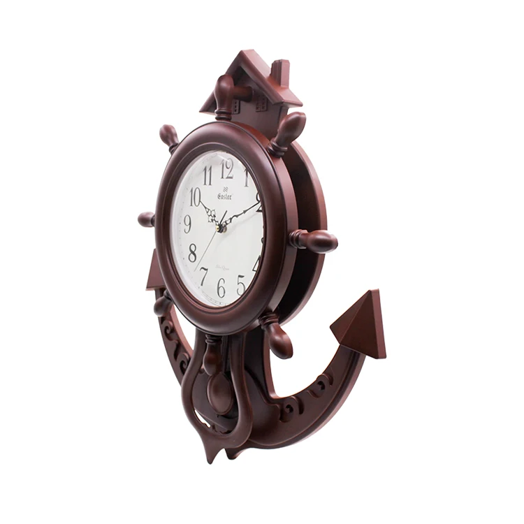 
Wholesale New European creative ship rudder type plastic silent sweeping swing wall clock 
