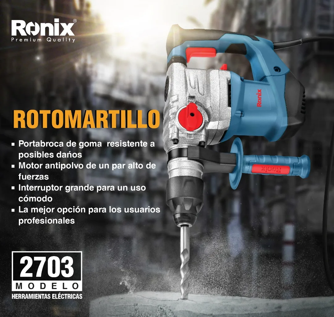 Электрическая буровая машина для бетона модель Ronix 2703 220 В 32 мм 1500 Вт SDS 6J Plus