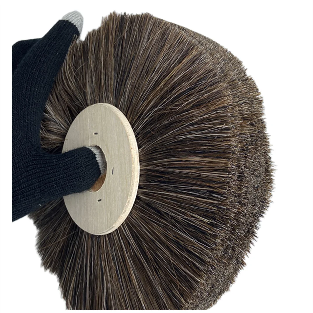 horse hair roller circle Brush Wood Mops and Round Brushes Rotary  for polishing and shining  as Mops and   Brushes Rotary